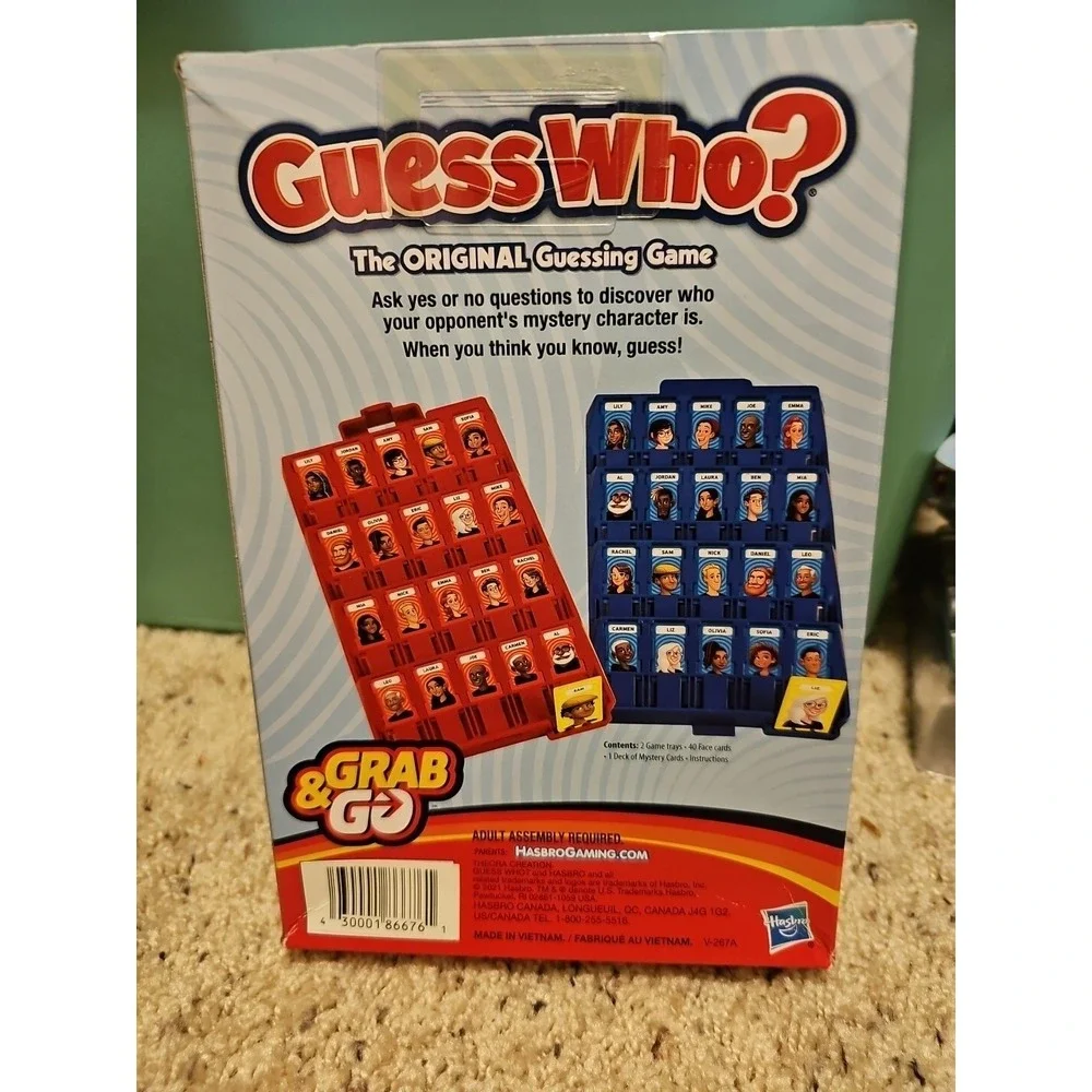 GUESS WHO? Grab & Go Hasbro Gaming Travel Portable Ages 6+ - 2 Players NEW